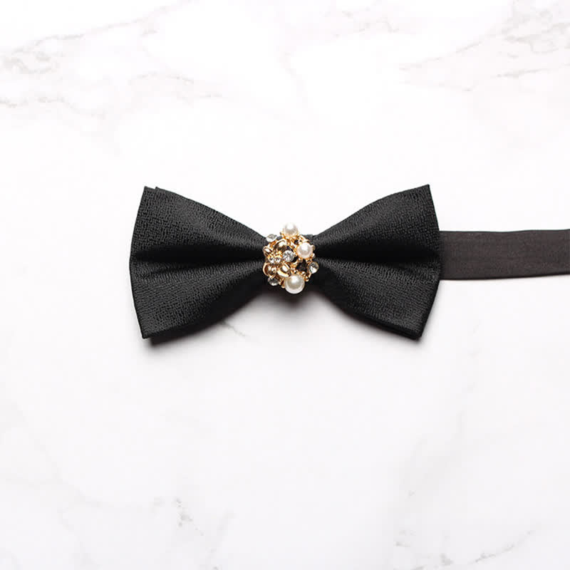 Pajarita de esmoquin formal con perlas para hombre