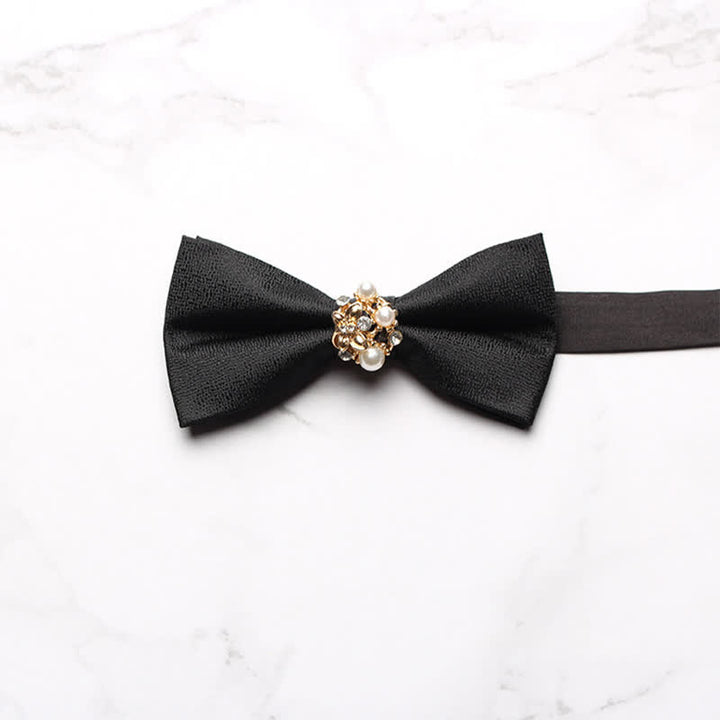 Pajarita de esmoquin formal con perlas para hombre