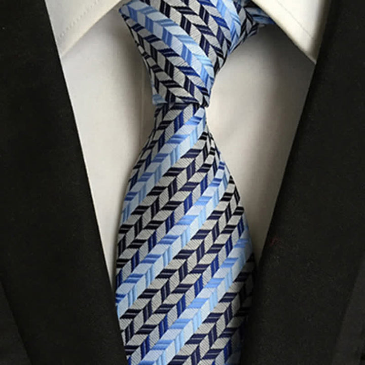 Corbata de rayas con espinas de pescado rotas para hombre