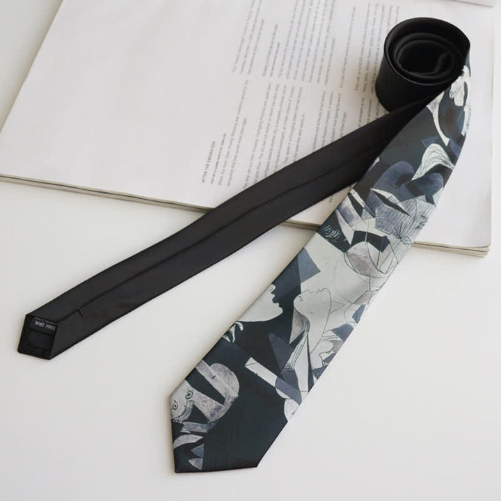 Corbata para hombre con pintura artística negra del Guernica