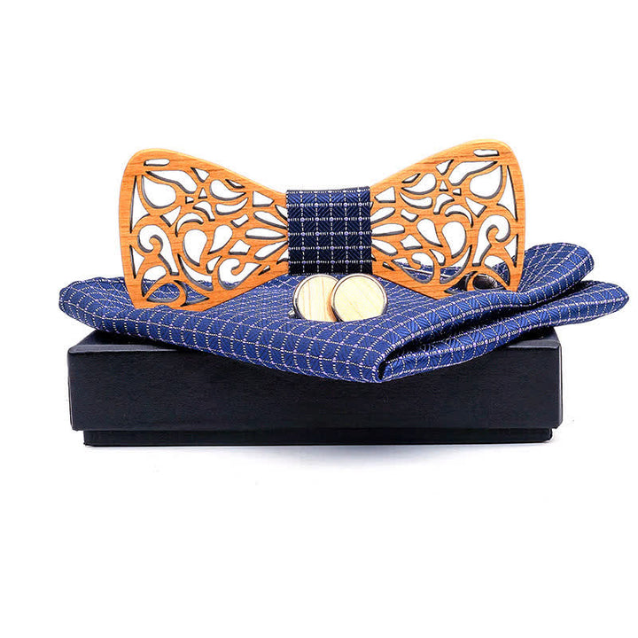 Juego de 3 pajaritas de madera huecas vintage para hombre