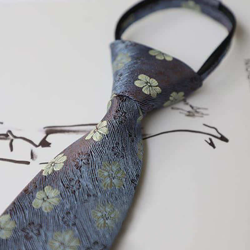 Corbata con cremallera bordada con motivo de jardín para hombre