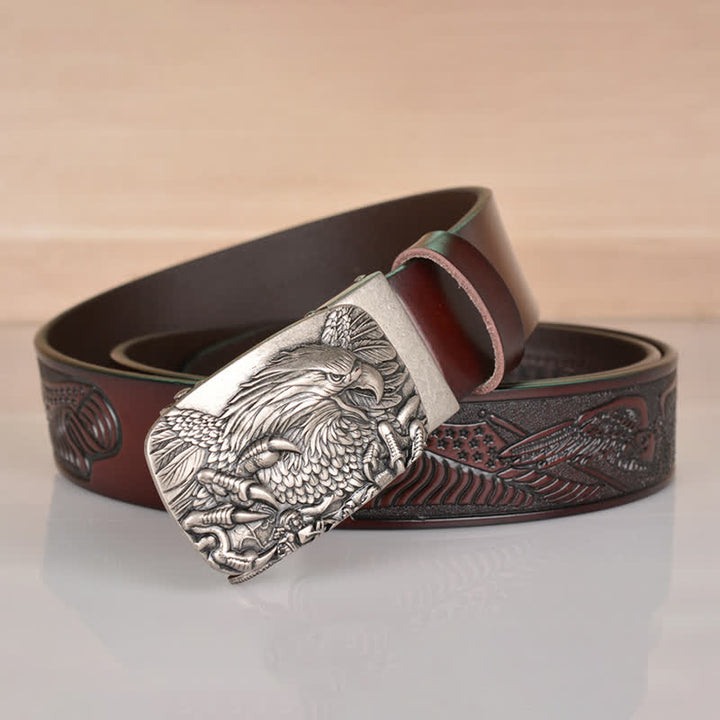Cinturón de cuero con hebilla automática Mighty Eagle Sharp Claw para hombre
