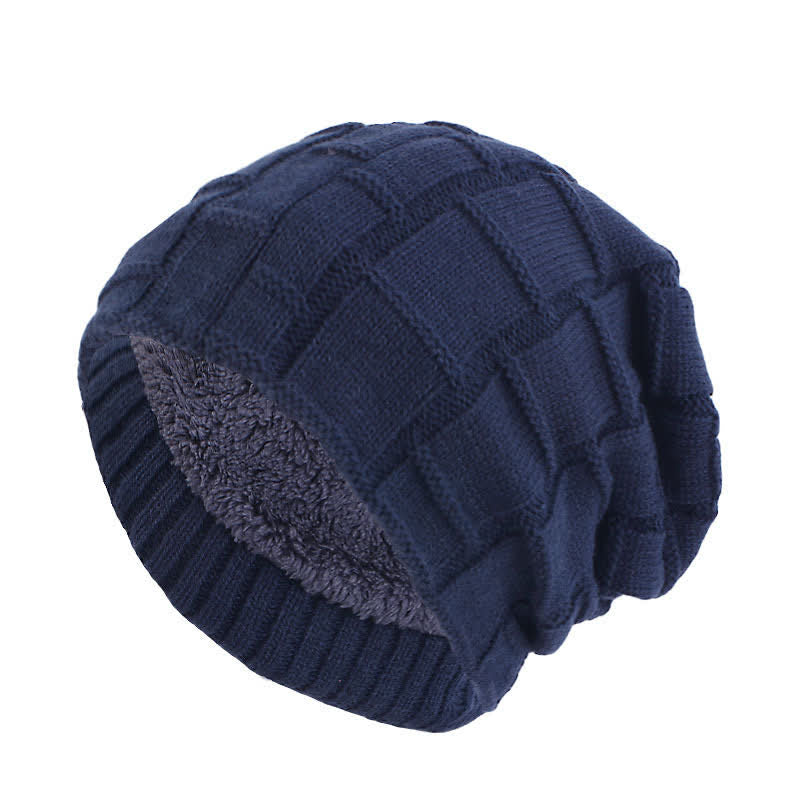 Gorro de punto cálido con forro de piel
