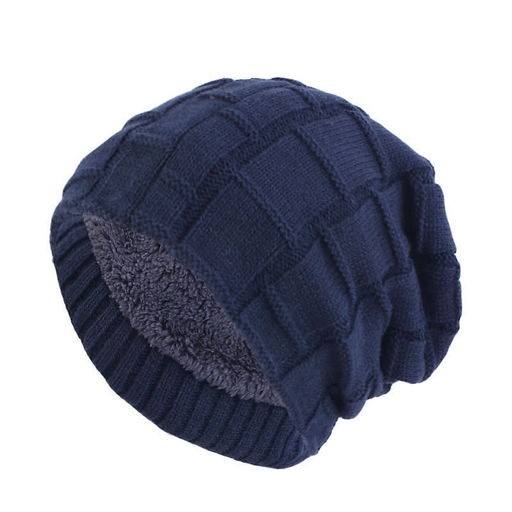 Gorro de punto cálido con forro de piel