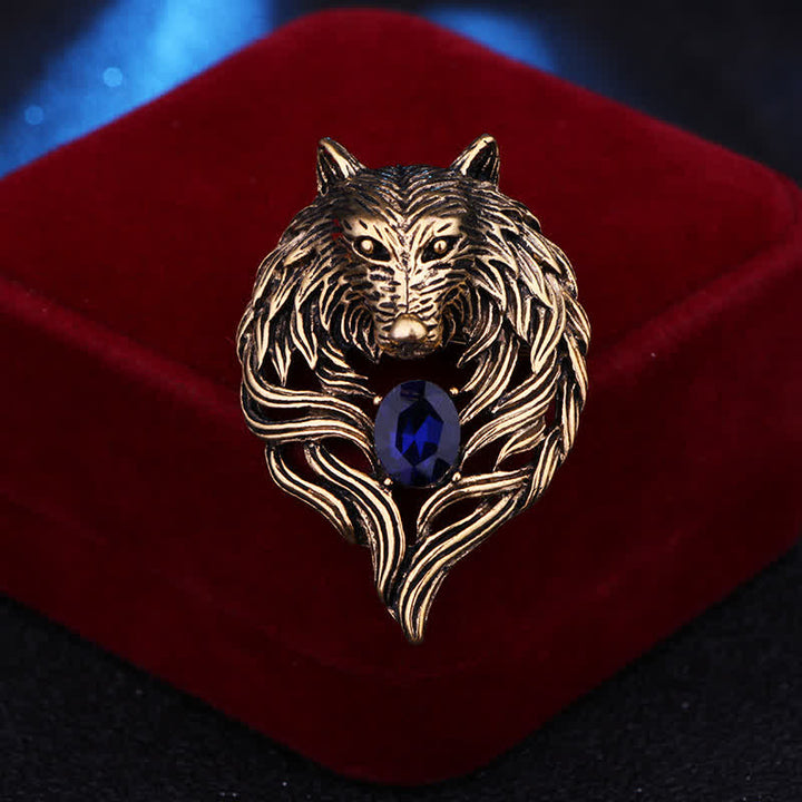 Broche de cabeza de lobo legendario para hombre