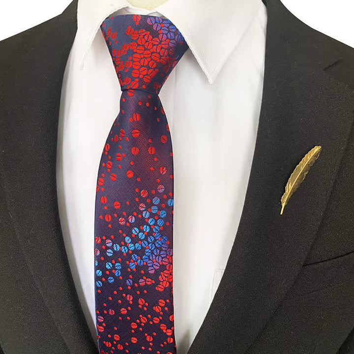 Corbata para hombre con degradado de círculos pequeños en azul y rojo