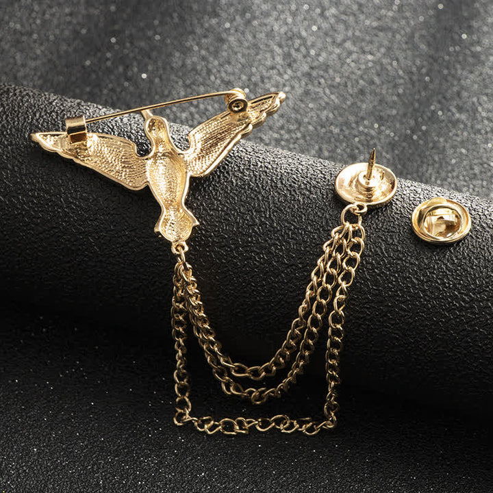 Broche de cadena con pájaro de la victoria para hombre