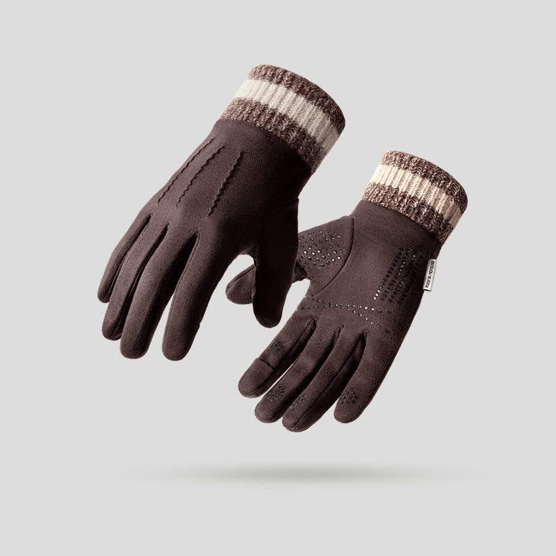 Guantes unisex de gamuza polar antideslizantes con dedos divididos