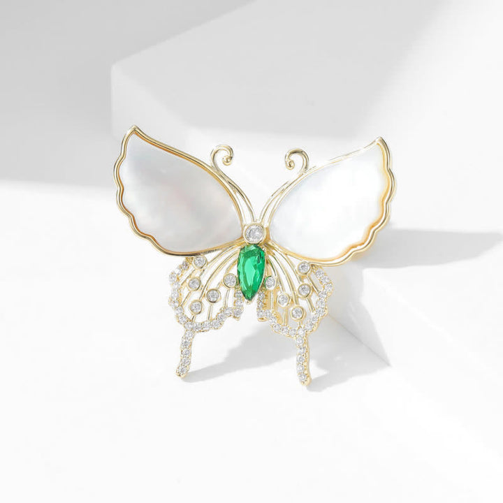 Broche de mariposa de concha natural para mujer
