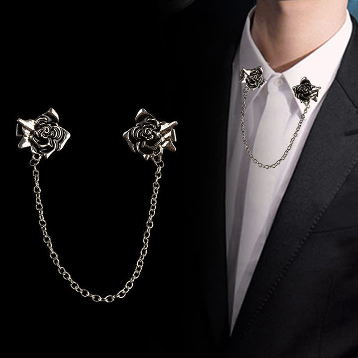Broche con cadena de rosas envejecidas para hombre