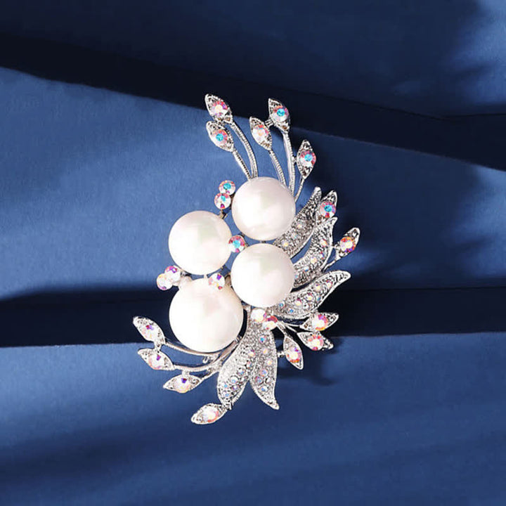 Broche de perlas con flores de fénix para mujer