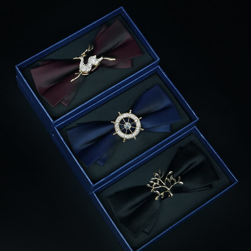 Pajarita de metal mate con diamantes de imitación para hombre