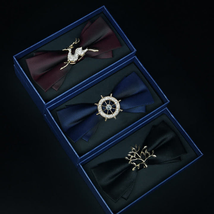 Pajarita de metal mate con diamantes de imitación para hombre