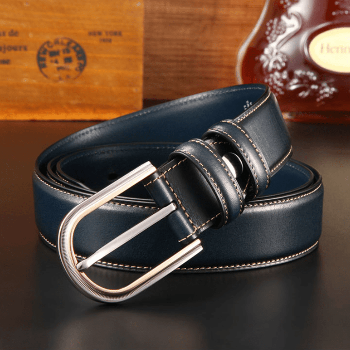 Cinturón de cuero elegante de doble cara estilo retro para hombre