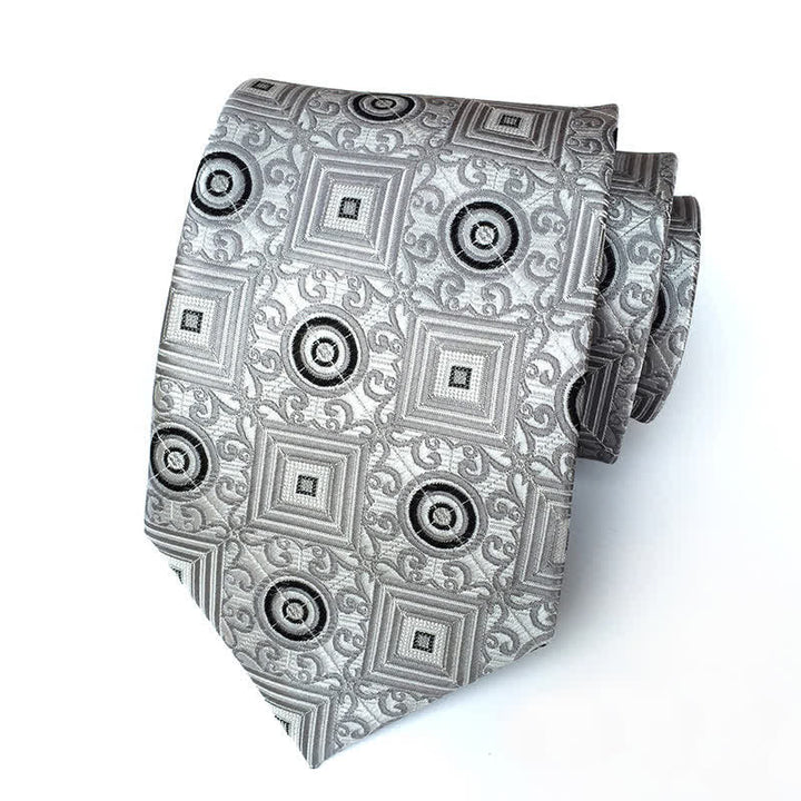 Corbata con medallón geométrico real y flores para hombre
