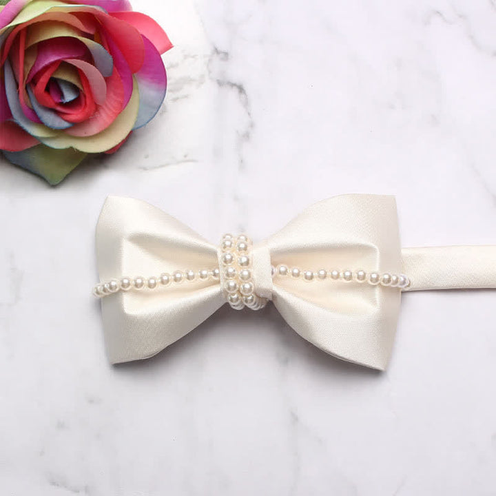 Pajarita con cadena y decoración de perlas para hombre