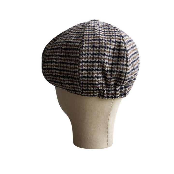 Gorra tipo boina de repartidor de periódicos con cuadros de pata de gallo