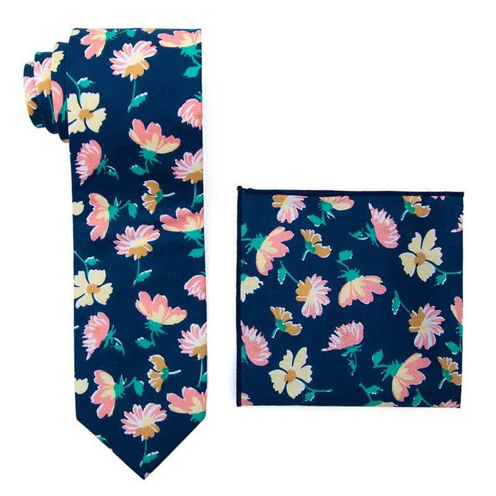 Conjunto de 2 corbatas con motivos florales y arte literario para hombre
