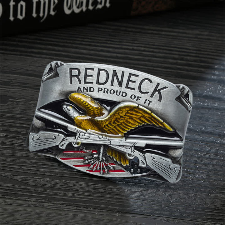 Cinturón de cuero con hebilla de águila esmaltada estilo redneck para hombre, hecho a mano