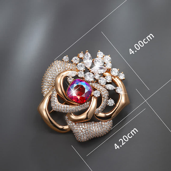 Broche de rosa floreciente brillante para mujer