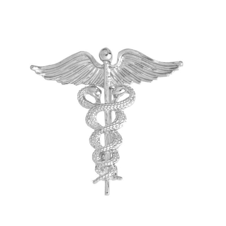 Broche de serpiente doble con caduceo para hombre