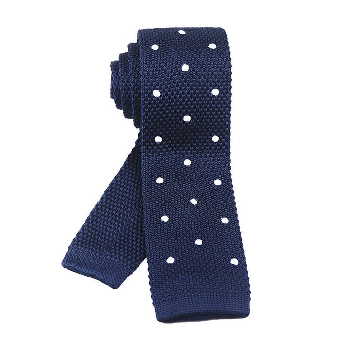 Corbata de punto con lunares blancos para hombre