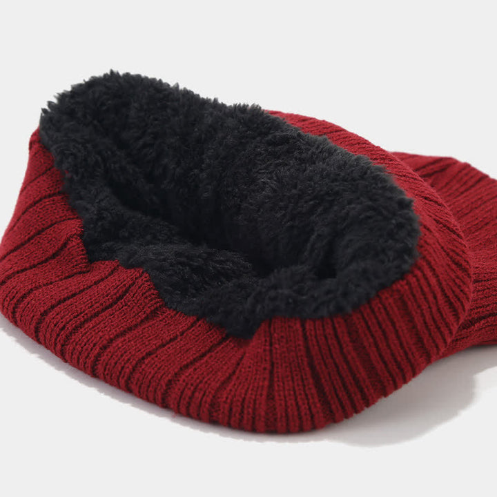 Conjunto de 3 guantes y gorro de punto de sarga gruesa unisex