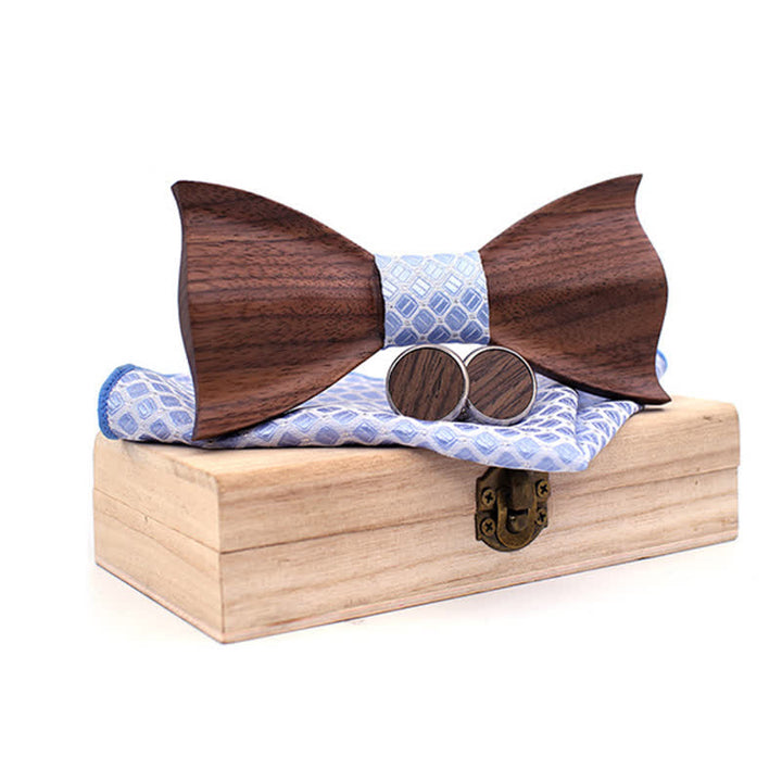 Juego de 3 pajaritas de madera de nogal negro en 3D para hombre