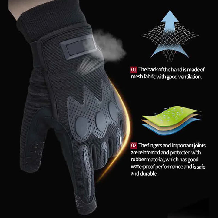 Guantes tácticos negros de dedos completos para actividades al aire libre y montañismo