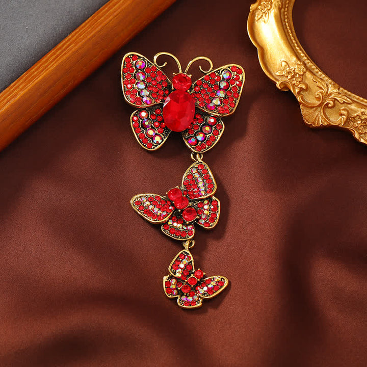 Broche de mariposas triples y divertido para mujer
