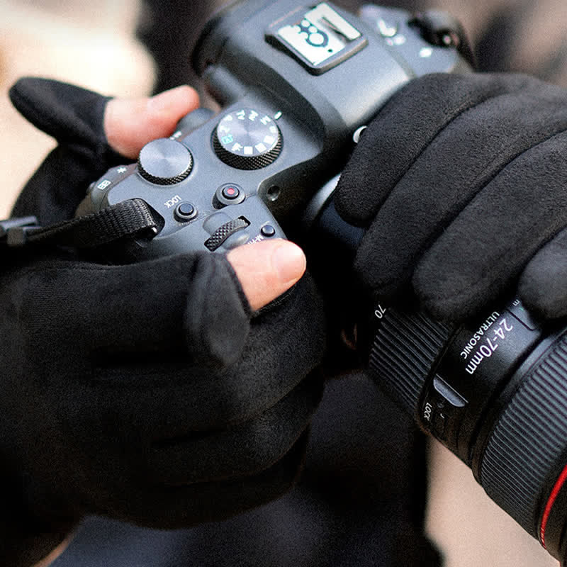 Guantes térmicos de terciopelo con dedos separados de gamuza