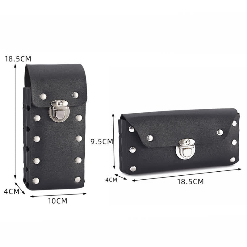 Cinturón de cuero universal para teléfono con botón decorativo con remaches