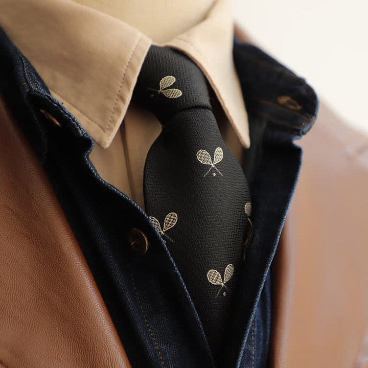 Corbata con cremallera bordada con motivo de jardín para hombre