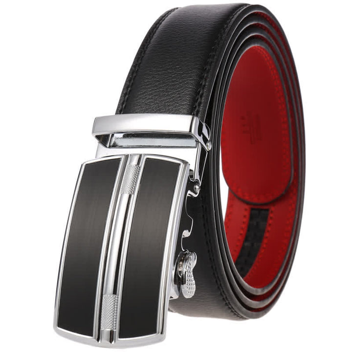 Cinturón de cuero con hebilla automática hueca simple para hombre