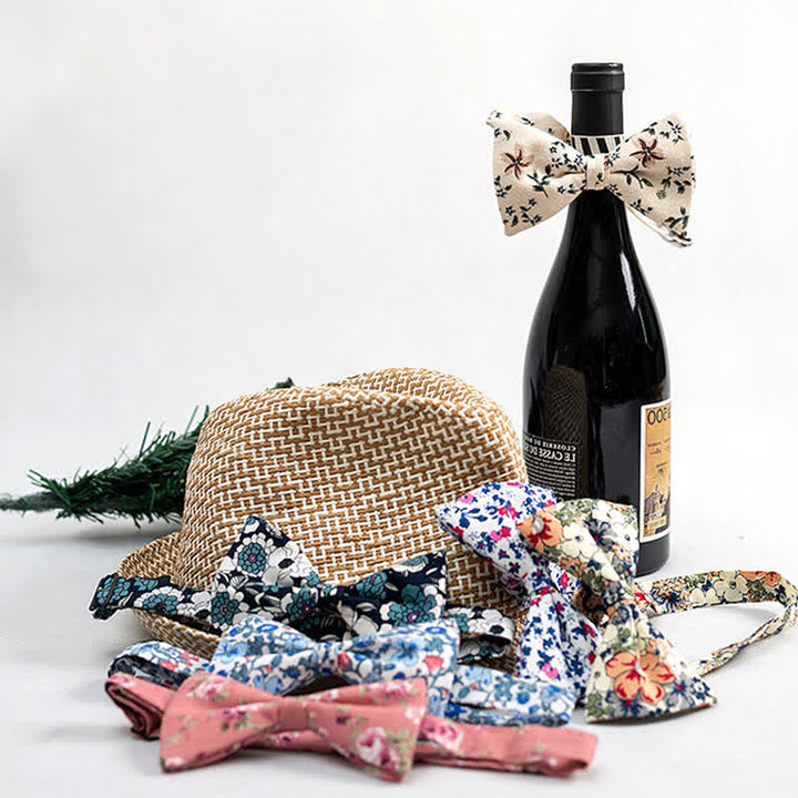 Pajarita de boda con estampado floral para hombre