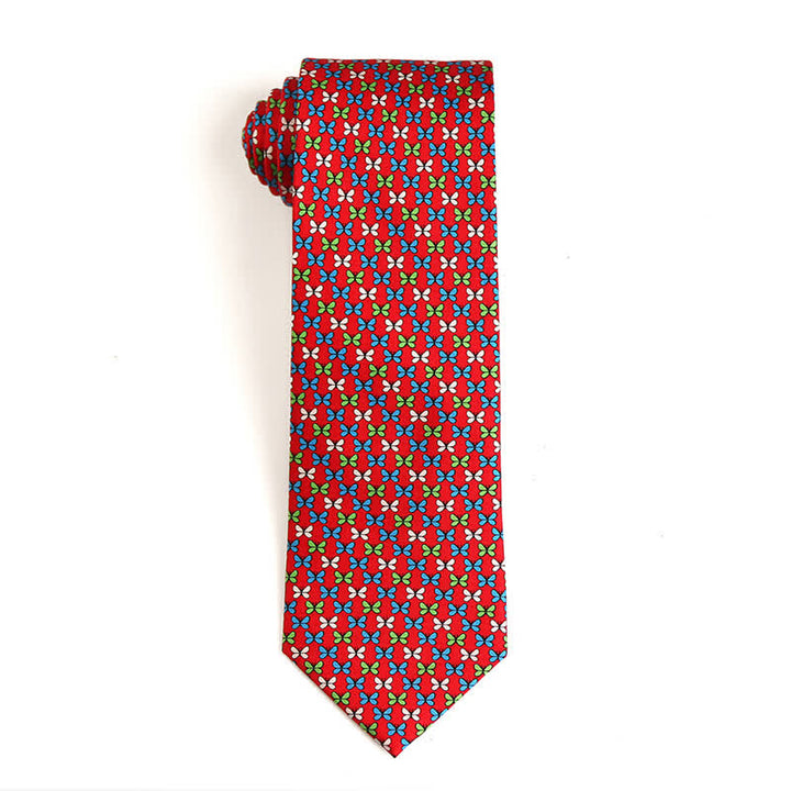 Corbata de seda pura con motivos de animales bailando para hombre