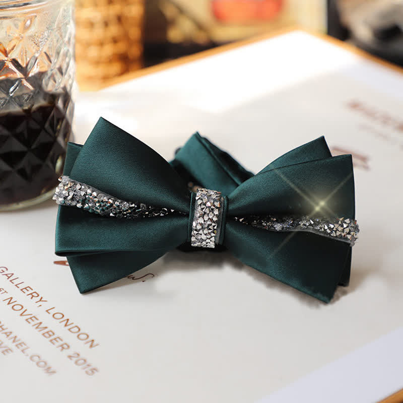 Conjunto de pajarita de satén con brillantes diamantes de imitación para hombre