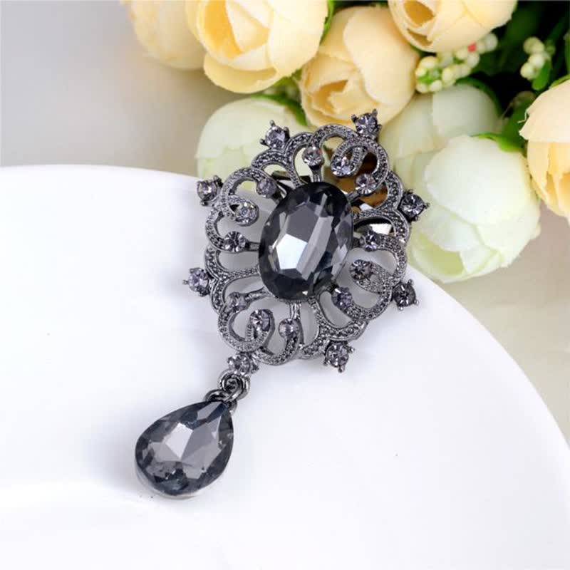 Broche antiguo adornado con forma de gota de agua para mujer