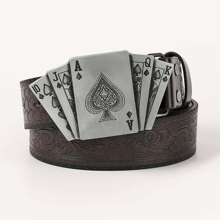 Cinturón de cuero para juegos de póquer y naipes para hombres