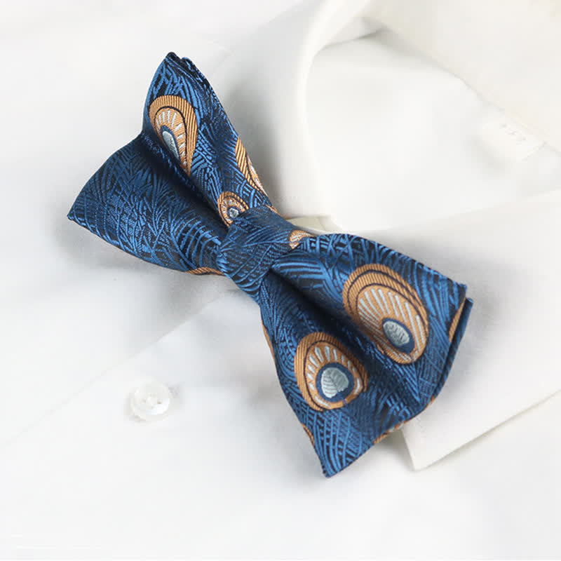 Pajarita con estampado de plumas de pavo real para hombre