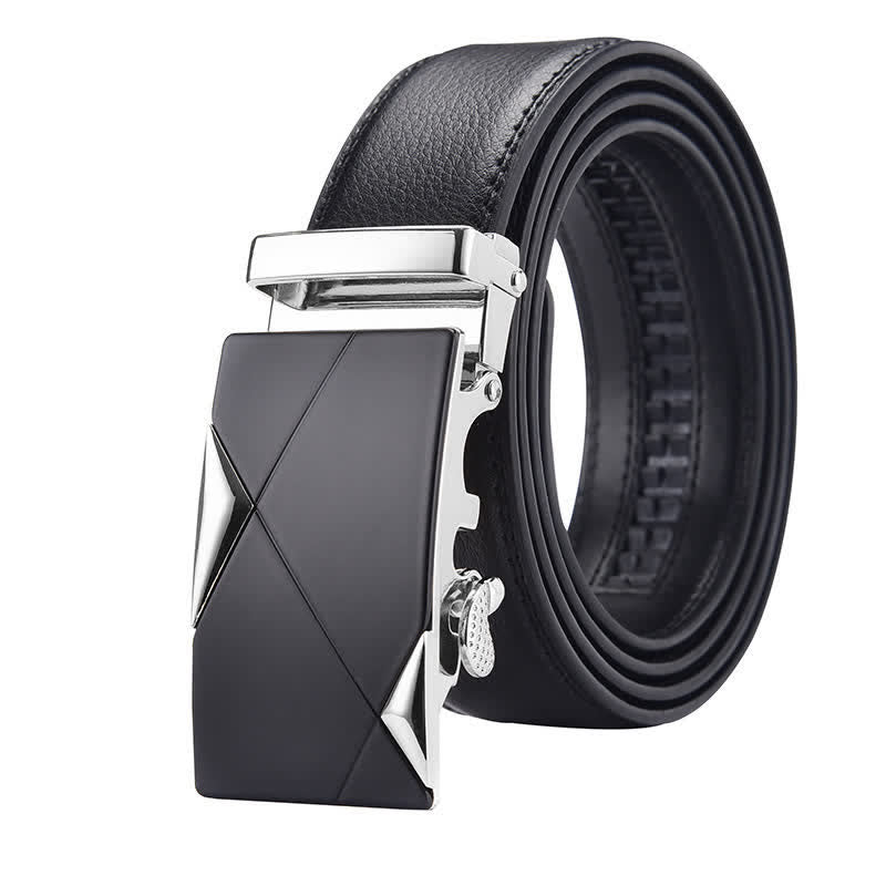 Cinturón de cuero con hebilla automática y relieve de lujo para hombre