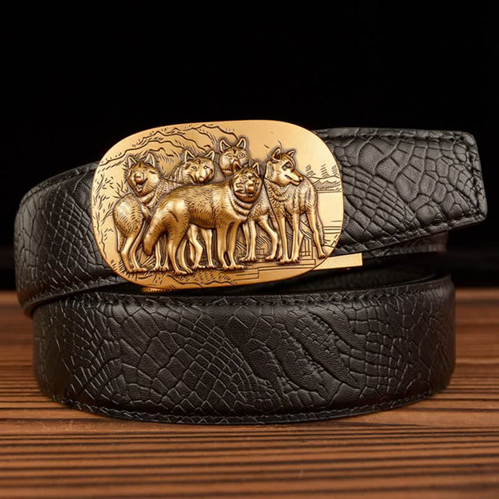 Cinturón de piel con estampado de cocodrilo de la marca Pack of Wolves para hombre