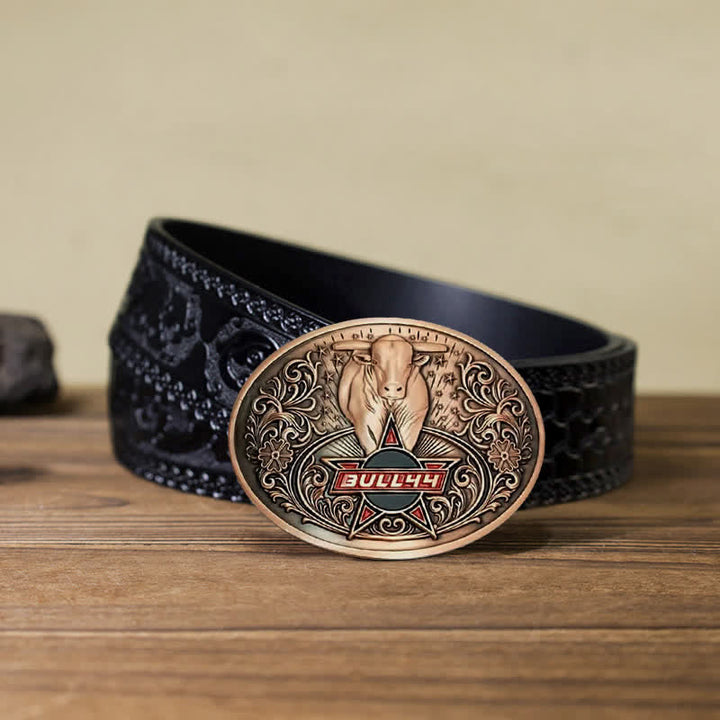 Cinturón de cuero con hebilla para hombre, con portacervezas creativo, hecho a mano, con forma de toro furioso
