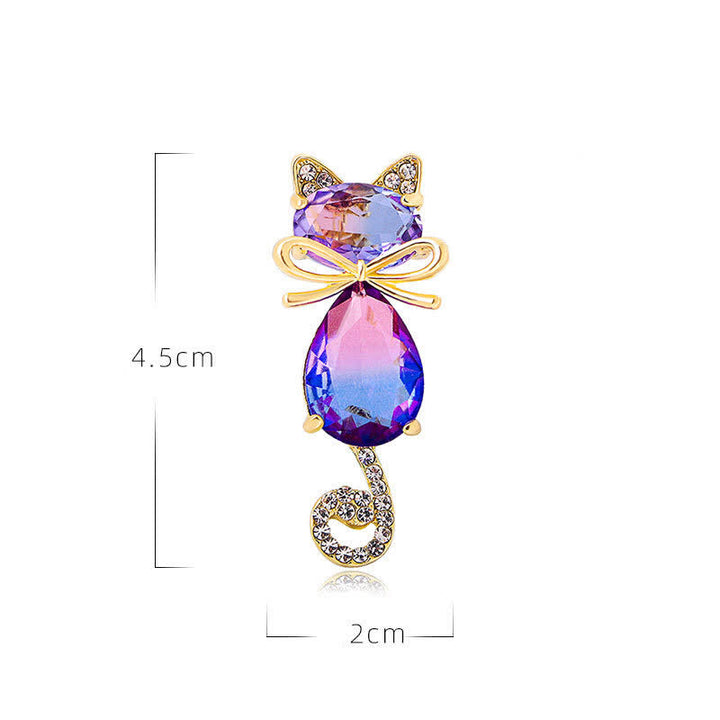Broche de diamantes de imitación con forma de gatito para mujer