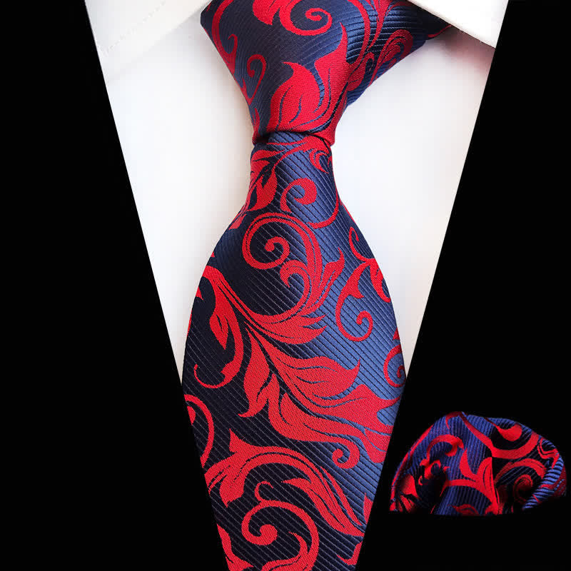 Conjunto de 2 corbatas con diseño floral en espiral para hombre