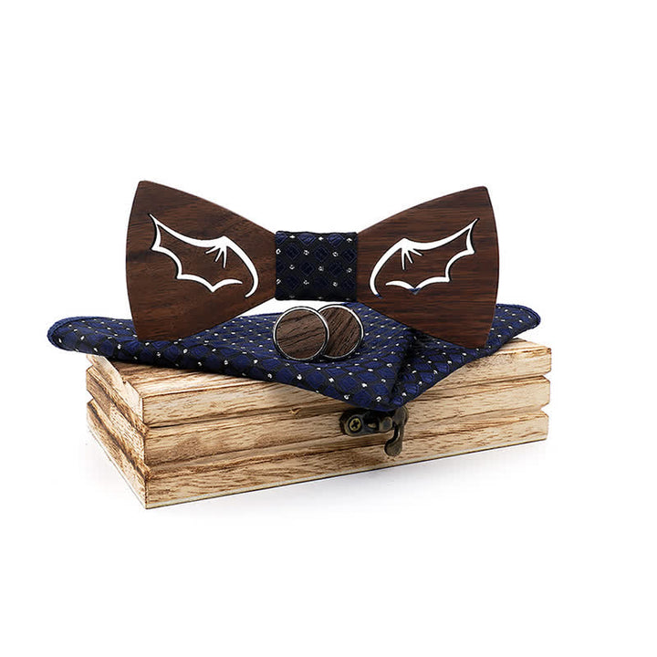 Juego de 3 pajaritas de madera con alas de demonio para hombre