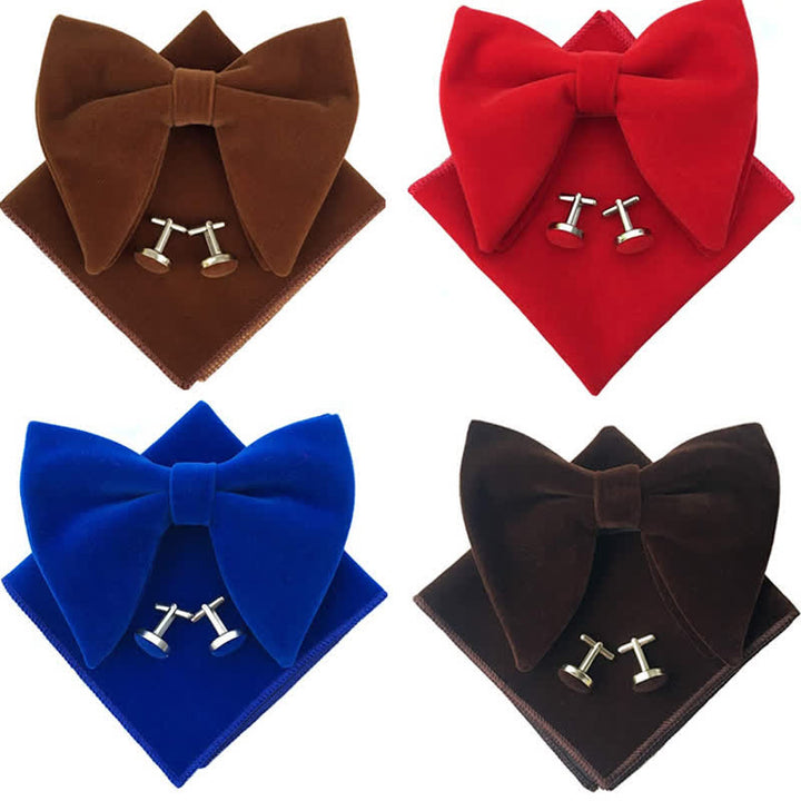 Conjunto de 3 pajaritas de terciopelo de gran tamaño con punta para hombre