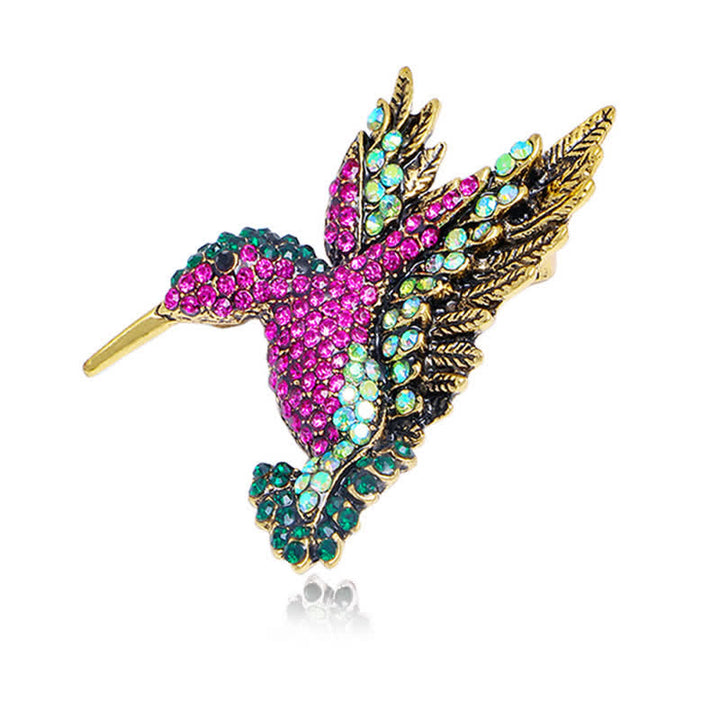 Broche de diamantes de imitación con forma de colibrí para mujer