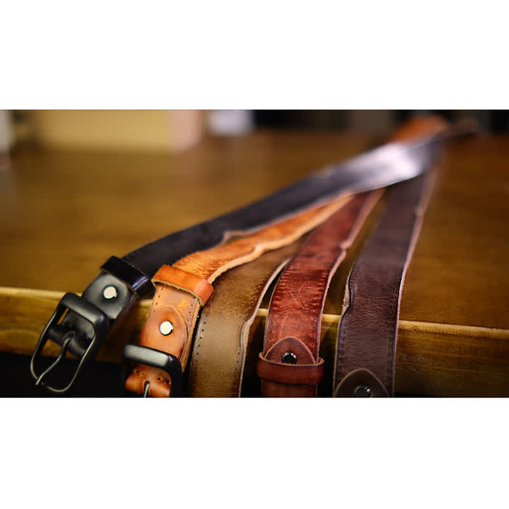 Cinturón de cuero desgastado estilo western para hombre